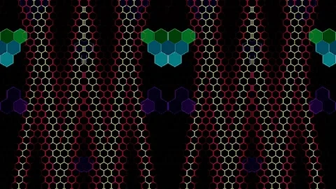 3D Abstract shining bright lines set wave,dots colorful, black background Video stock 302470659