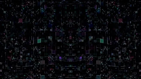 3D Abstract shining bright lines set wave,dots colorful, black background Video stock 305878341