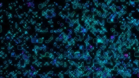 3D Abstract shining bright lines set wave,dots colorful, black background Video stock 305878457