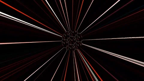 3D Abstract shining bright lines set wave,dots colorful, black background Stock Footage 305941834