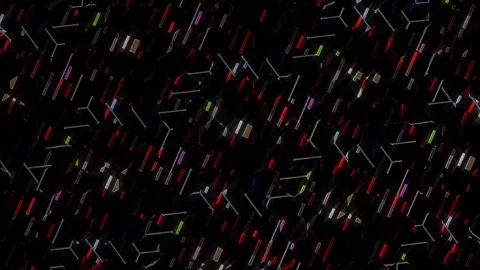 3D Abstract shining bright lines set wave,dots colorful, black background Video stock 305942185