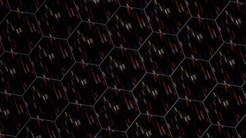 3D Abstract shining bright lines set wave,dots colorful, black background Video stock 305942238