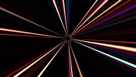3D Abstract shining bright lines set wave,dots colorful, black background Video stock 307624423
