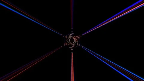 3D Abstract shining bright lines set wave,dots colorful, black background 動画素材 307624787