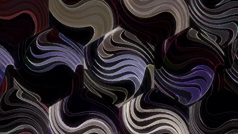 3D Abstract shining bright lines set wave,dots colorful, black background Video stock 308649450