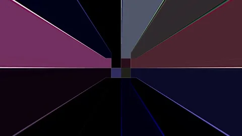 3D Abstract shining bright lines set wave,dots colorful, black background Video stock 308722822