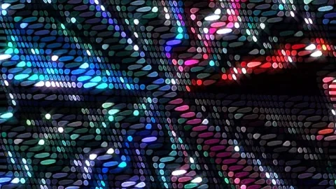 3D Abstract shining bright lines set wave,dots colorful, black background Video stock 309119249