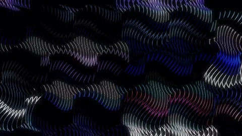 3D Abstract shining bright lines set wave,dots colorful, black background Video stock 309393120