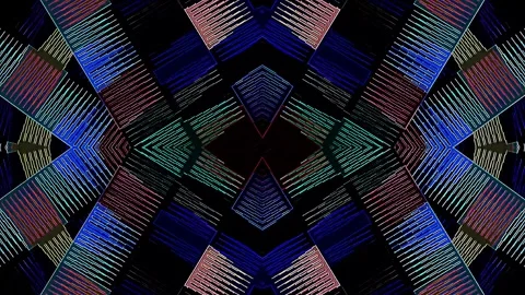 3D Abstract shining bright lines set wave,dots colorful, black background Video stock 320673920