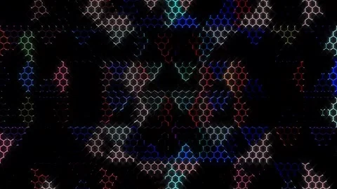 3D Abstract shining bright lines set wave,dots colorful, black background Stock Footage 321857541