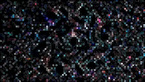 3D Abstract shining bright lines set wave,dots colorful, black background Stock Footage 328444264