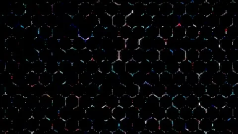 3D Abstract shining bright lines set wave,dots colorful, black background Stock Footage 328444318
