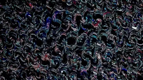 3D Abstract shining bright lines set wave,dots colorful, black background Video stock 328444433