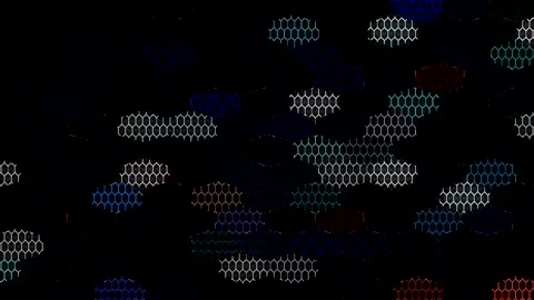 3D Abstract shining bright lines set wave,dots colorful, black background Stock Footage 328611153