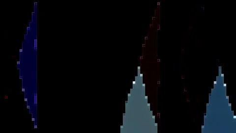 3D Abstract shining bright lines set wave,dots colorful, black background Video stock 328611167