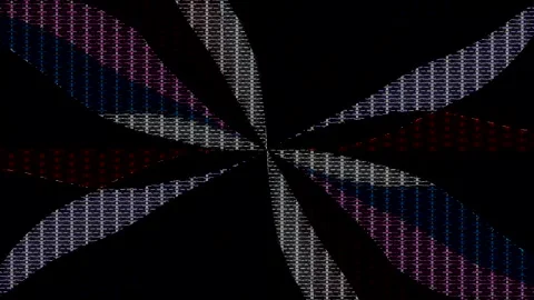 3D Abstract shining bright lines set wave,dots colorful, black background Stock Footage 328698144