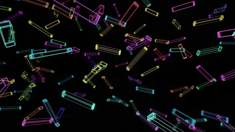 3d abstract simple geometric background with multicolor rectangle frames like Video stock 145516325