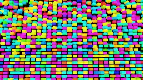 3d abstract simple geometric background with multicolor rectangles on plane in Stock Footage 145516406