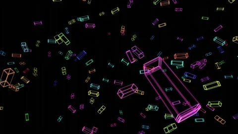 3d abstract simple geometric background with multicolor rectangle frames like Stock Footage 147950246