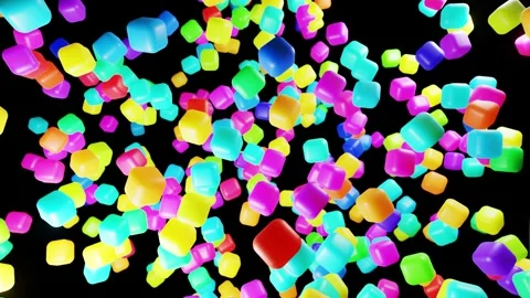 3d abstract simple geometric background with multicolor cubes flash neon light Stock Footage 162422933