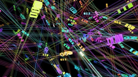 3d abstract simple geometric background with multicolor rectangle frames like Video stock 270237375