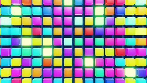 3d abstract simple geometric background with multicolor cubes. Random cubes イラスト素材