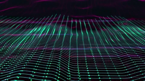 3D abstract sound wave equalizer terrain wireframe moving and bouncing Stock Footage 68814579