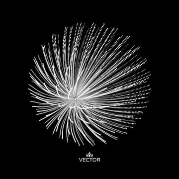 3d abstract sphere. Array with dynamic particles. Science element. Stock Illustration