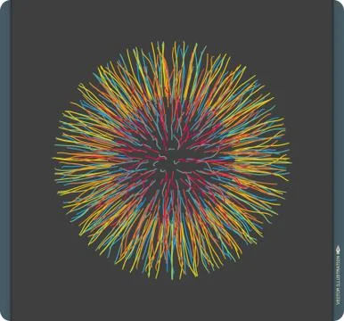 3d abstract sphere. Array with dynamic particles. Science, technology element. Ilustración de archivo