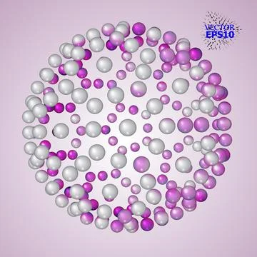 3d abstract spheres composition. Vector illustration. Futuristic ULTRA VIOLET Stock Illustration