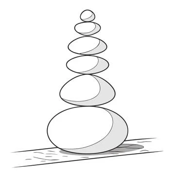 3D Abstract Stacked Spheres Column, Minimal Sculpture Stock Illustration