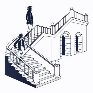 3D Abstract Stairs and Platforms, Architectural Style Stock Illustration