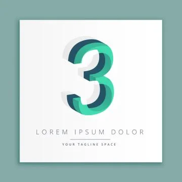 3d abstract style logo with number 3 Stock Illustration