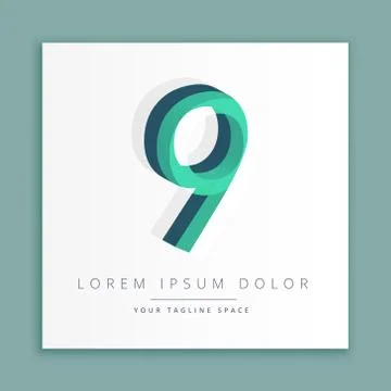 3d abstract style logo with  number 9 Stock Illustration