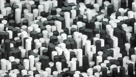 3d Abstract technology background with animation of wave mosaic of cylinders Stock Footage 214137063