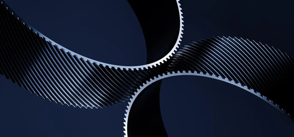 3D Abstract Technology Design with Black Helios Gears on Dark Background Stock Illustration