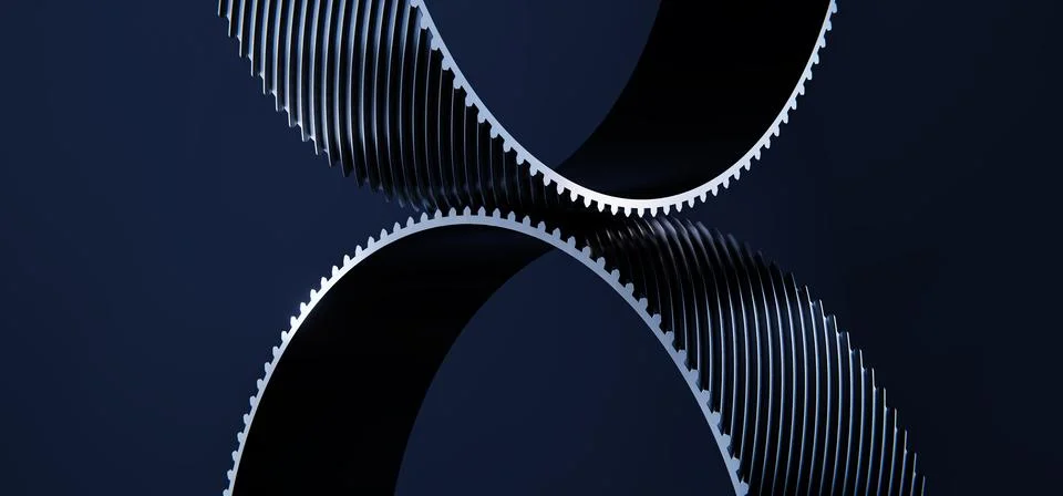 3D Abstract Technology Design with Black Helios Gears on Dark Background Stock Illustration