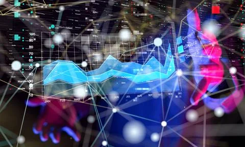 3d Abstract technology geometric and data diagram Futuristic wave, data stream Foto stock