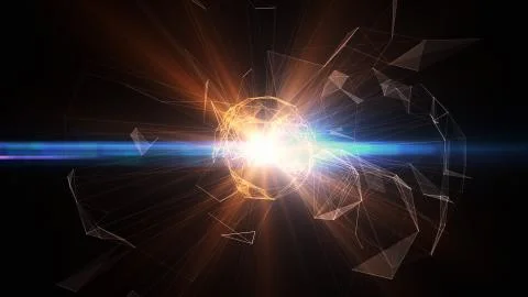 3D abstract technology with intersections and particles. Stock Illustration