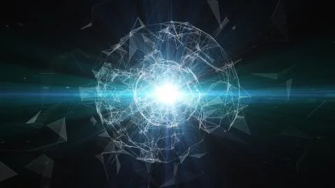 3D abstract technology with intersections and particles. Illustrazione stock