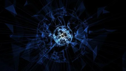 3D abstract technology with intersections and particles. Stockillustratie