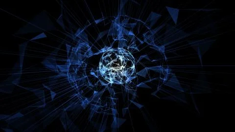 3D abstract technology with intersections and particles. Stock Illustration