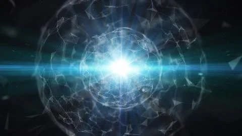 3D abstract technology with intersections and particles. Stock-Illustration