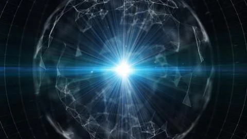 3D abstract technology with intersections and particles. Ilustração Stock