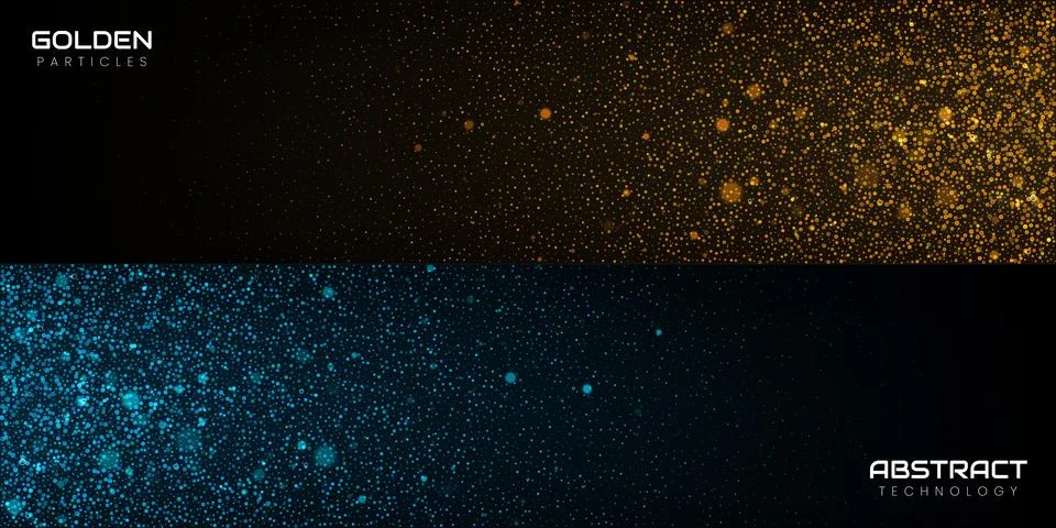 3d abstract technology particles vector gold and blue banner Illustrazione stock