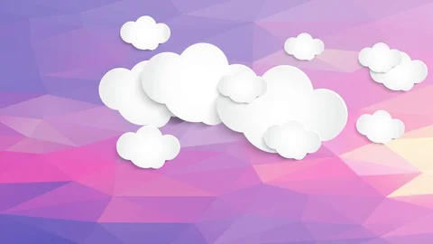 3d abstract template mosaic with geometrical triangles and cardboard clouds cut Stock Footage 128351461