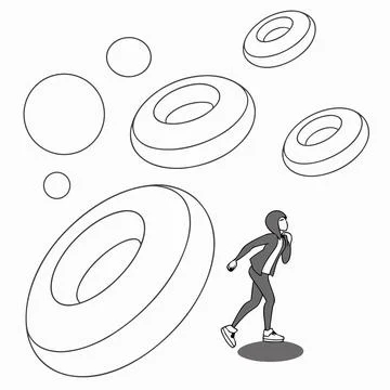 3D Abstract Torus Shapes, Smooth Matte Finish, White Stock Illustration