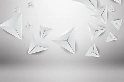 3D Abstract Triangle wall backdrop grey background.Graphic Minimal Empty room Illustrazione stock