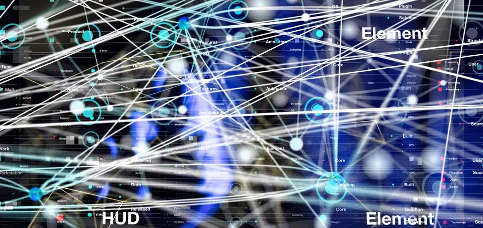 3d abstract of Using Cloud Technology lines to Send and Receive Files Stock Photos