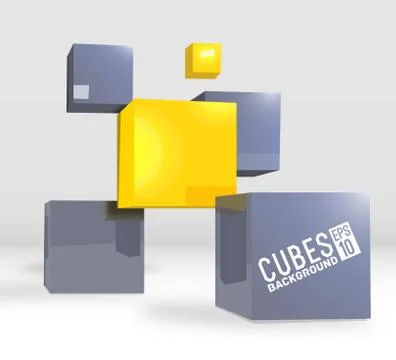 3d abstract vector digital cubes background. Realistic perspective elements Stock Illustration